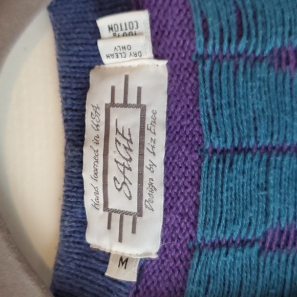 EUC Vintage Sage Design by Liz Ence Hand Loomed Sweater Vest, Medium. - Picture 6 of 12